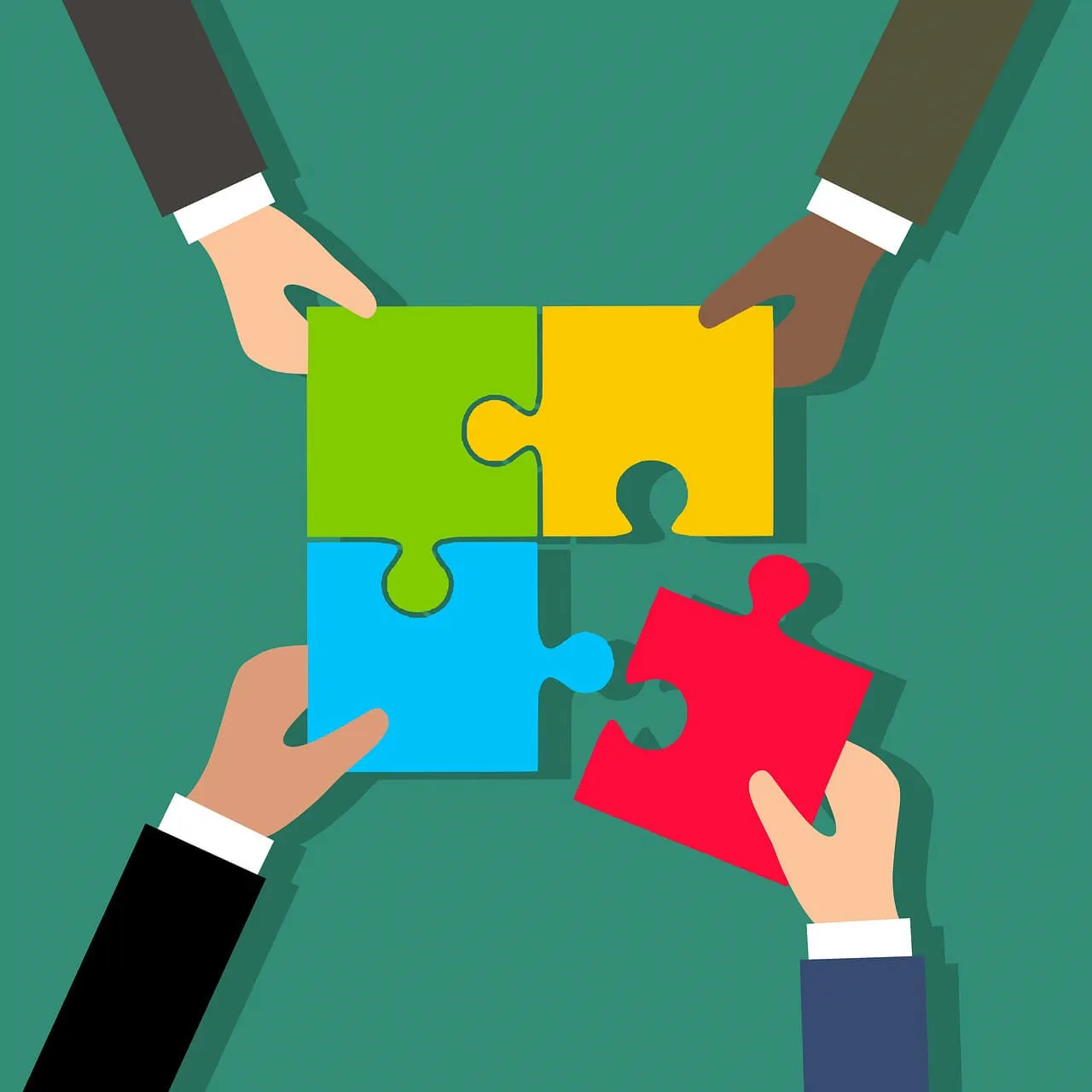 an image showing puzzle pieces assembling to create a picture